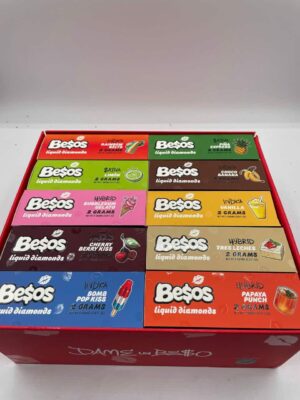 besos liquid diamond disposable 2g vape box with 10 strains