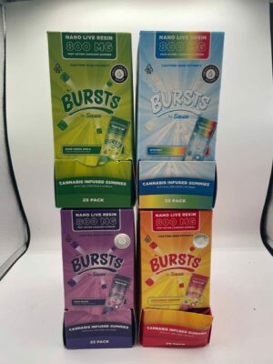 burst by sauce 800mg nano live resin gummies box packaging